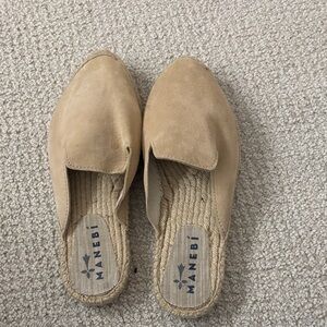 Manebi Beige Suede Espadrille Slides